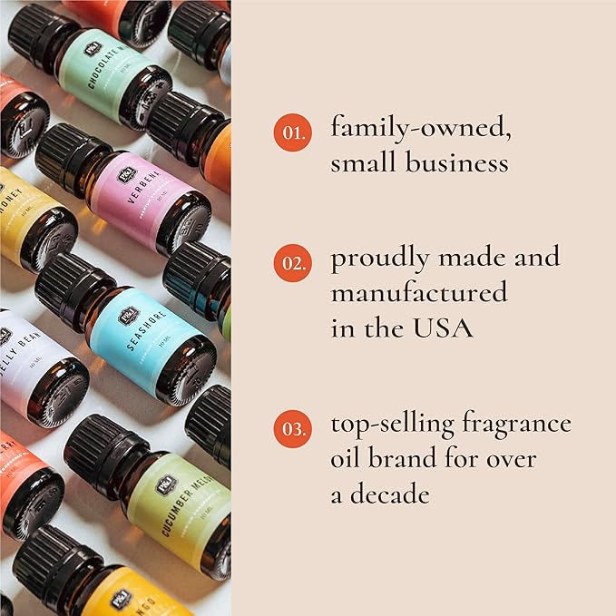 P&J Fragrance Oil Holiday Set | Mistletoe, Candy Cane, Wintermint, Apple Cider, Cranberry, and Forest Pine Candle Scents for Candle Making, Freshie, Soap Making Supplies, Diffuser Oil Scents