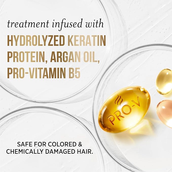 Pantene Keratin Leave-In Conditioner with Argan Oil, Protein Treatment for Dry, Damaged & Color-Treated Hair, Repairs Split Ends & Protects from Damage, Formaldehyde-Free, 8.4 Fl Oz