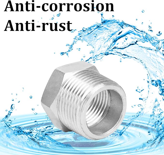 2 Pcs Reducer Hex Bushing, 304 Stainless Steel 3/4" Male NPT to 1/2" Female - Image 5