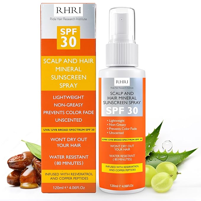 Premium SPF 30 Hair Sunscreen Spray | Non-Greasy UV Protection for Hair and Scalp | Prevents Color Fade and Dryness | Travel-Size UV Protection | Beach SunBlock | Scalp Sunscreen 4 oz 120 ml