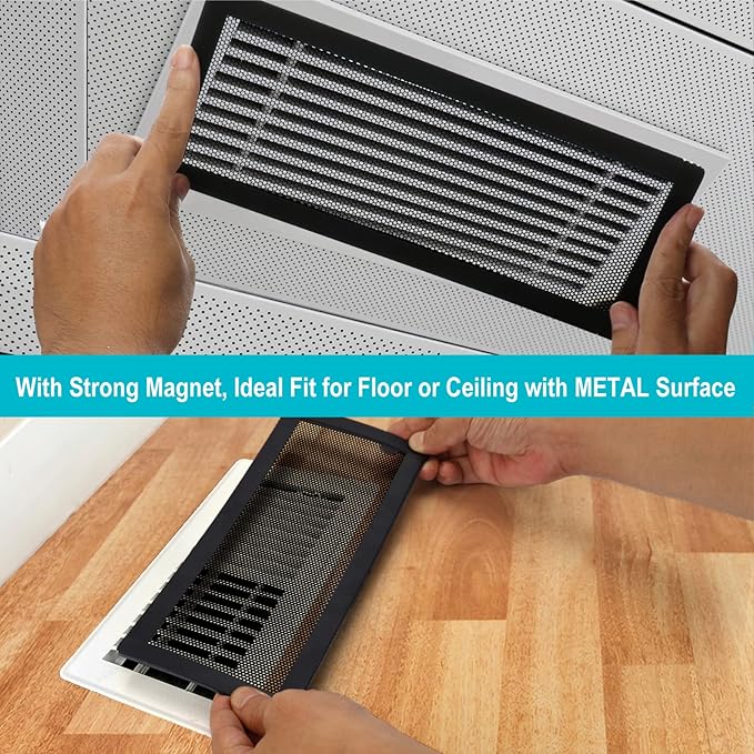 Magnetic Floor Register Vent Covers, 4 x 14 Inch Air Vent Filter Mesh, Sticky - Image 4
