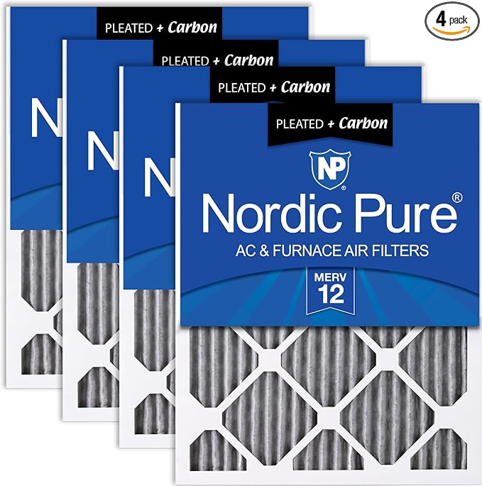 Nordic Pure 18x20x1 Furnace Air Filters MERV 12 Pleated Plus Carbon 4 Pack by NordicPure