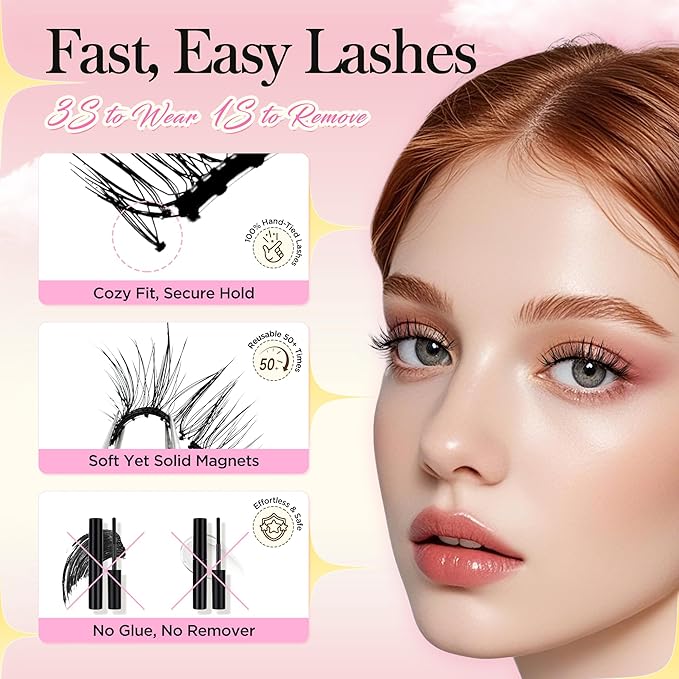 Bepholan Soft Magnetic Eyelashes with Applicator Reusable Upgrade Magnetic Lashes Natural Look No Glue Needed Easy to Wear and Remove(RC25)