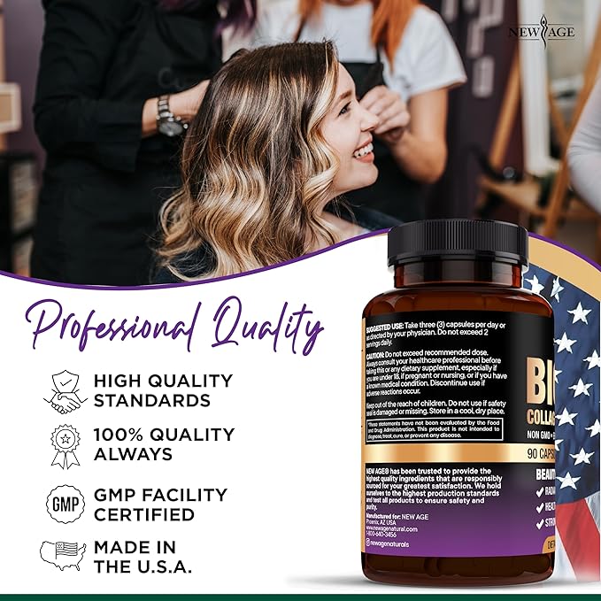 NEW AGE Biotin Collagen Keratin Hyaluronic Acid - 50,000mcg Hair Growth Vitamins for Men and Women, Nails, Hair, Skin Vitamins and DHT Blocker with Vitamin E Folic Acid Pumpkin Seed MSM - 90 Count