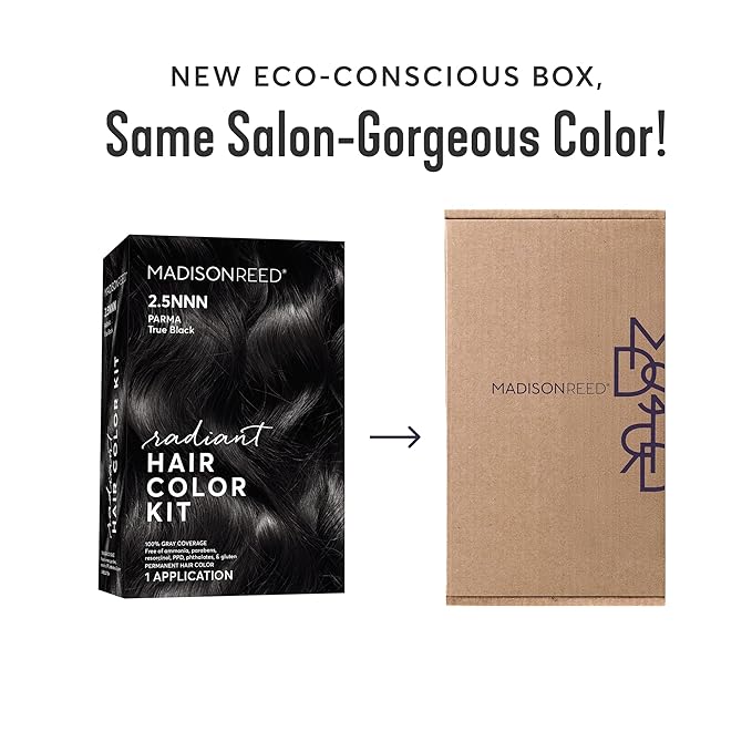 Madison Reed Radiant Hair Color Kit | 2.5NNN Soft Black (Parma Black) 100% Maximum Gray Hair Coverage | Salon-Quality Permanent Hair Dye for Resistant Grays | PPD-Free & Ammonia-Free |2 Pack