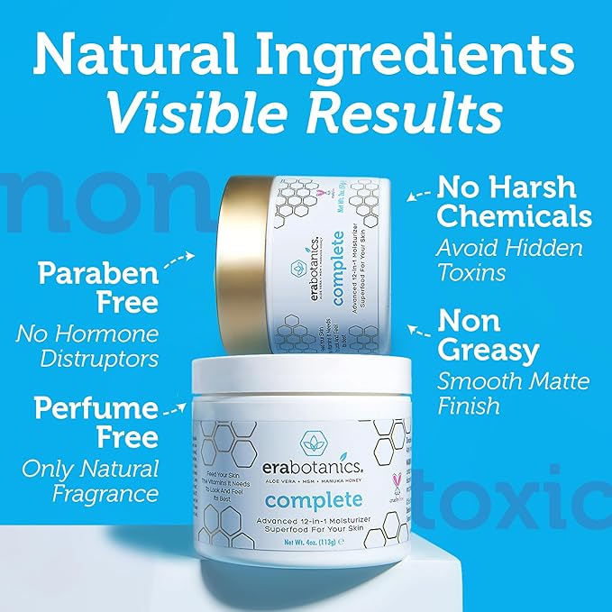 Era Organics Manuka Honey Face Cream - Advanced 12-in-1 Nourishing and Rejuvenating Daily Face Moisturizer for Women and Men - Face Moisturizer for Sensitive Skin - Body Moisturizer for Dry Skin 4 oz
