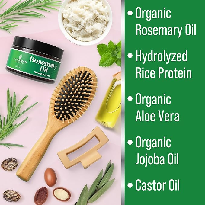Rosemary Oil for Hair Growth Hydrating Mask for Dry Damaged Hair, Curly, Frizzy or Color Treated. Rosemary Scalp Treatment for Women, Men. Use Overnight, Leave In