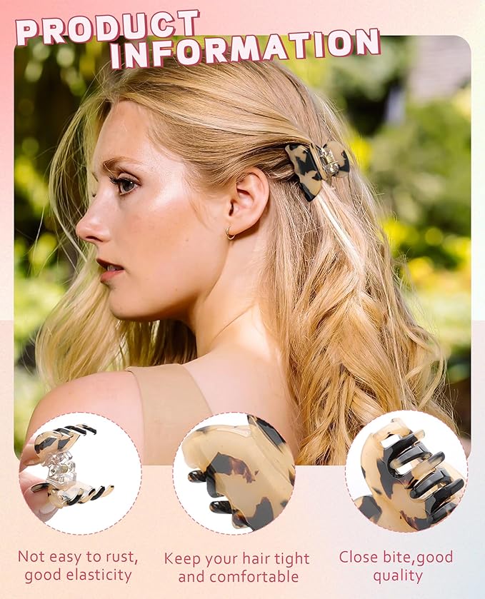 Claw Hair Clips Jaw Clamps - 12PCS Small Hair Claw Jaw Clamp for Thin Hair Styling Accessories Classic Hair Clamp for Women Girls(Amber)