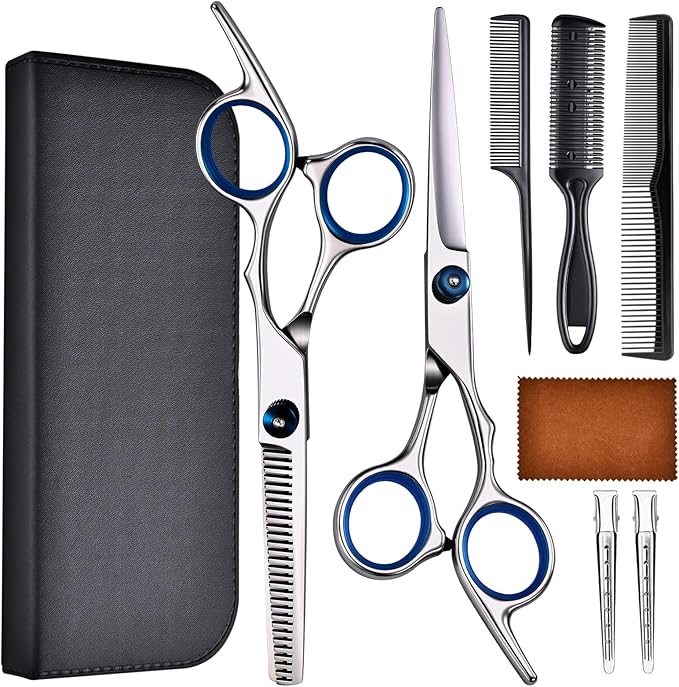 Hair Cutting Scissors Set, Professional Stainless Cutting Hair Scissors, Barber Hair Cutting Scissors Thinning Shears Sharp Blades Hairdresser Haircut for Women/Men/kids, LFJ1234
