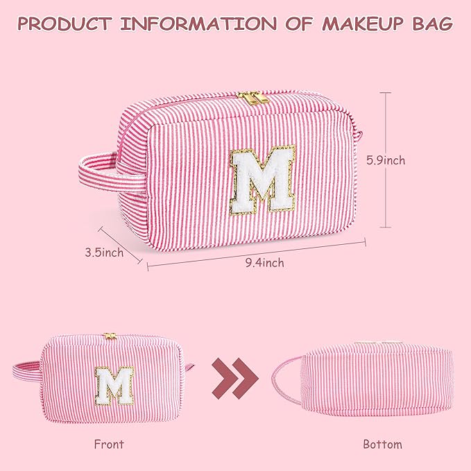 YOOLIFE Gifts for Teen Girls - Personalized Initial Makeup Bag, Birthday Gifts for Women Sister Friend Daughter Girls Kids