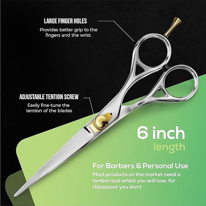 Suvorna 6" Hair Scissors Professional - Hair Shears for Women & Men - Extremely Sharp Hair Cutting Scissors to Cut Hair - Right Hand Barber Shears for Hair Cutting for Hairdressers and Professionals