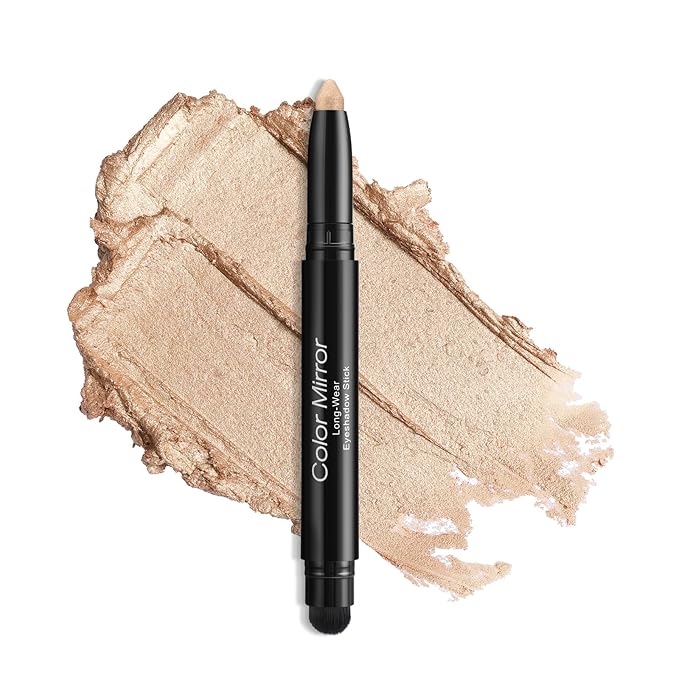 Cream Waterproof Hypoallergenic Eyeshadow Stick, long wear Metallic Glitter Matte Eye Shadow Pencil With Makeup Brush, Eye Brightener, 03 Gold Dust Shimmer