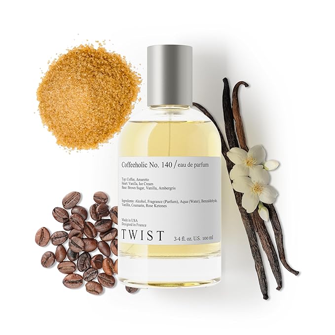 Twist Coffeeholic No. 140 – Inspired by Manc. Amore Caffè, Long-Lasting Perfume for Women and Men, Coffee & Vanilla Fragrance, Paraben-Free, Vegan, Clean, Unisex – Spray 100 ml | 3.4 fl. oz.