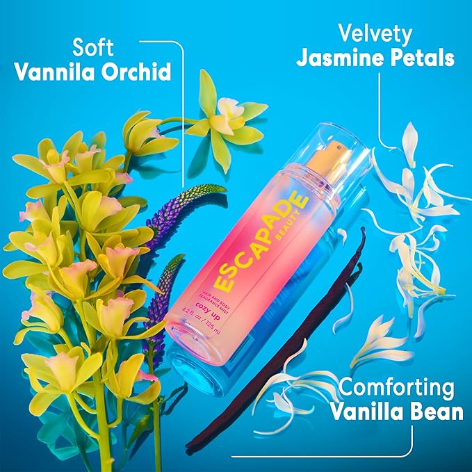 ESCAPADE BEAUTY Cozy Up Fragrance Hair and Body Mist (4.2oz) - Vanilla, Jasmine, Patchouli