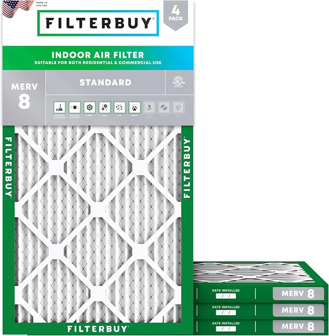 Filterbuy 11.25x23.25x1 Air Filter MERV 8 Essential Dust & Allergy Defense by Filterbuy