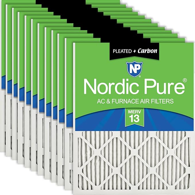 Nordic Pure 14x20x1 Pleated Air Filters MERV 13 Plus Carbon 12 Pack by NordicPure