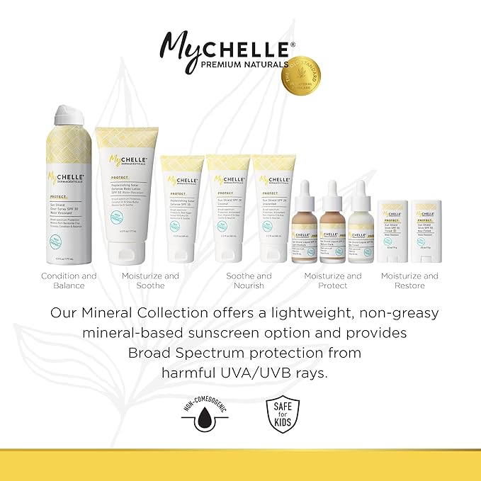 MyChelle Dermaceuticals Sun Shield Liquid Zinc SPF 30 Light/Medium - Tinted Sunscreen for All Skin With Oil-Absorbing Bentonite Clay - Use as Sheer Foundation or Makeup Primer for Matte Finish