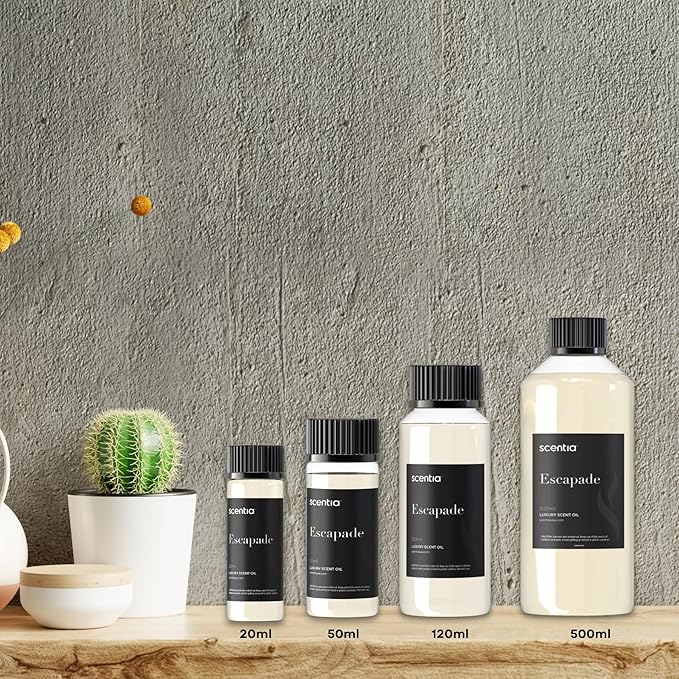 Scentia Hotel Diffuser Oil Inspired by 5-Star Hotel Scent - 500 ml 16.9 fl oz - Fragrance Oil Blend Botanical Jasmine & Marine Notes for Aromatherapy Diffusers - Escapade, Thanksgiving Gift