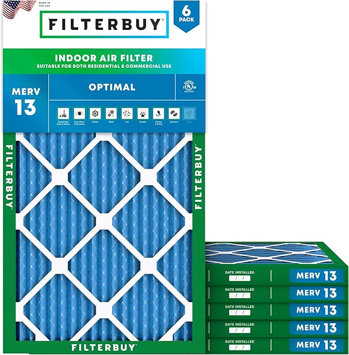 Filterbuy 15x30x1 Air Filter MERV 13 Optimal Smoke & Allergy Defense, by Filterbuy