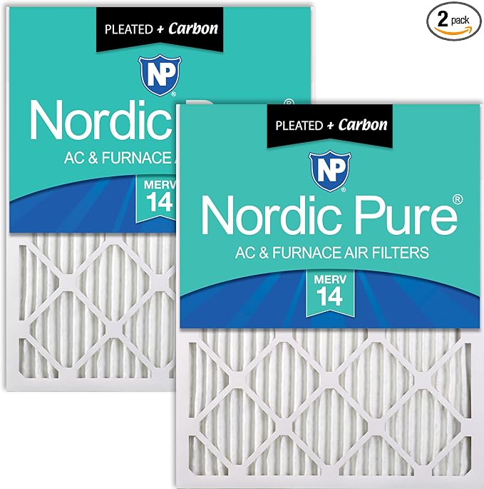 Nordic Pure 15x20x1 Pleated Air Filters MERV 14 Plus Carbon 2 Pack by NordicPure