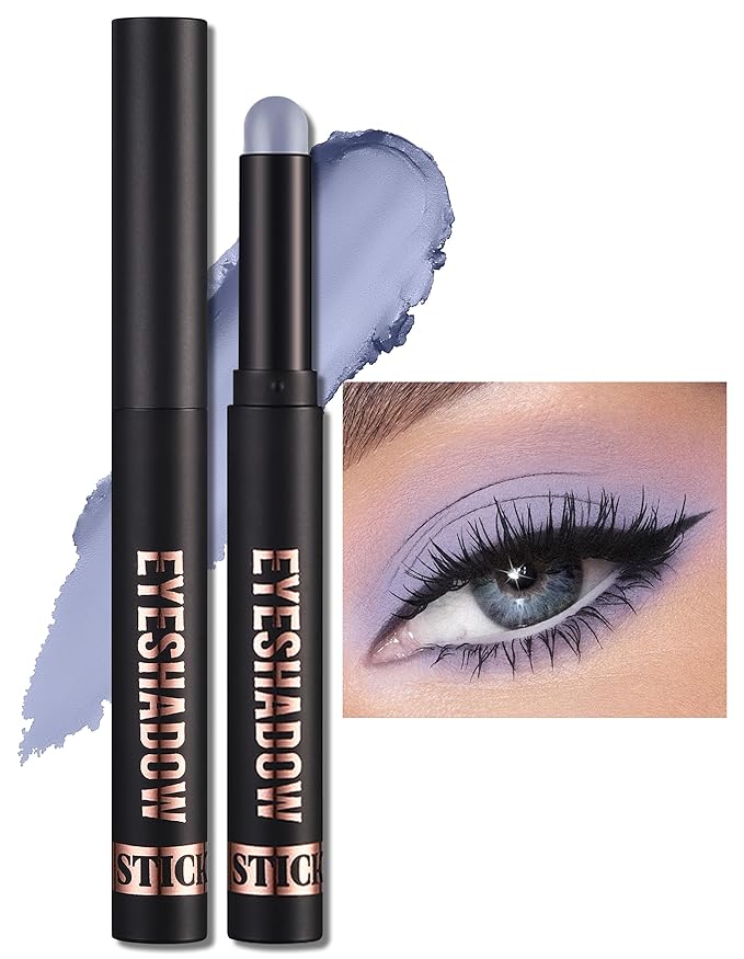 Erinde Waterproof Cream Eyeshadow Stick, Matte Nude Eye Shadow Sticks, Longwear Blendable High Pigmented, Neutral Eye Shadow Sticks Matte for Older Eyes, Smokey Eyeshadow Pencil Crayon, 20 Periwinkle