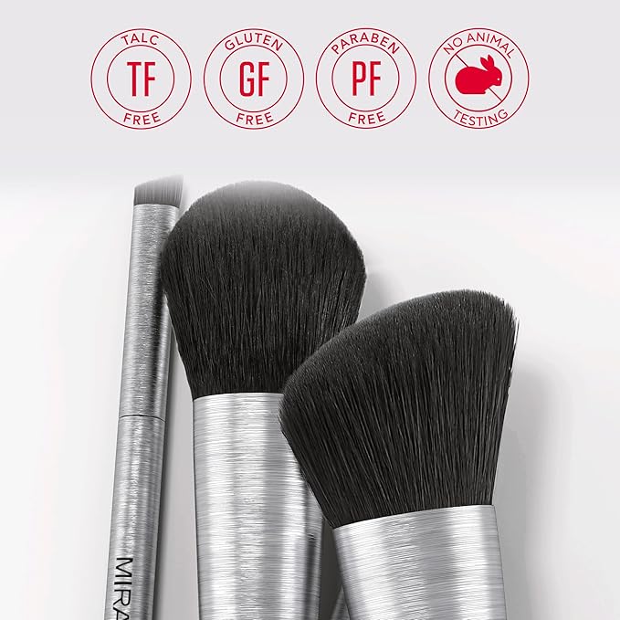 Mirabella Retractable Kabuki Brush, Premium Professional Makeup Brush Collection, Cruelty-Free Synthetic Bristle Brush with Hand-Sculpted Brushed Aluminum Handle, Luxury Blending Brush for Makeup
