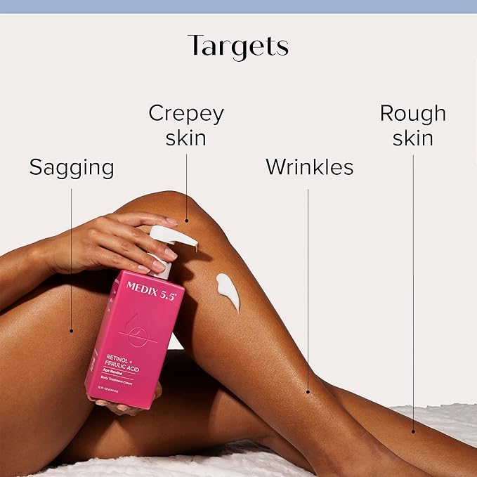 Medix 5.5 Retinol Cream + Collagen Cream Skincare Set Moisturizer Body & Face Lotion | Firming Body Lotion Set Reduces Look Of Sagging Skin, Cellulite, Sun Damage & Crepey Skin For Women, 2PC Bundle