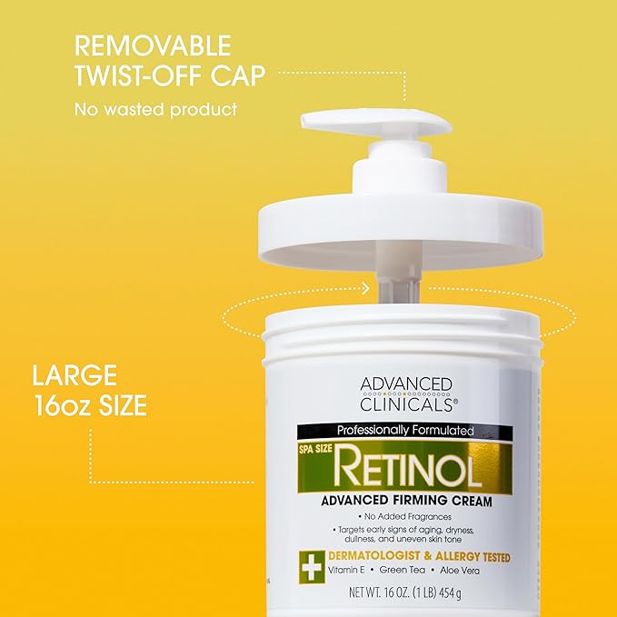 Advanced Clinicals Retinol Body Lotion & Face Moisturizer | Anti Aging Skin Care Retinol Body Cream For Women & Men Improves Appearance Of Fine Lines, Wrinkles, & Look Of Crepey Skin, W/Travel Size