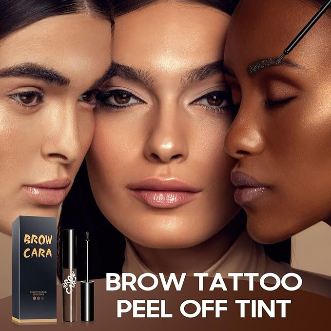 Brow Tattoo Peel Off Tint - Brow Gel Eyebrow Tattoos Waterproof, Eyebrow Gel Tint with Eyebrow Stencils Long-Lasting Makeup, Eye Brow Pencils Create Full Voluminous Brows for Women (Light Brown)