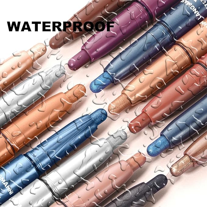 Rose Gold Eyeshadow Stick Shimmer Cream Single Eyeshadow Pencil Makeup, High Pigmented Crease-proof Eye Shadow Brightener Stick, Hypoallergenic Waterproof Long Lasting Eye Highlighter stick(B-10#)