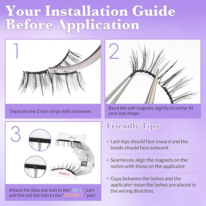 Bepholan Soft Magnetic Lashes with Applicator,No Glue Needed Reusable Soft Magnetic Eyelashes Natural Look Easy to Wear and Remove Waterproof Cruelty-free False Lashes（RC001）