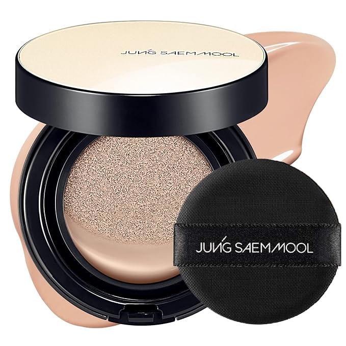 JUNG SAEM MOOL Essential Skin Nuder Cushion 22C Petal Light 0.49 Fl Oz, No Refill, Natural Radiant Finish Cushion Foundation with Buildable Coverage, Lightweight Texture, Korean Foundation Makeup