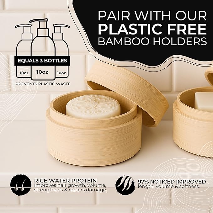 Viori Citrus Yao Shampoo and Conditioner Bar Set Made with Rice Water - Handcrafted Sulfate Free Shampoo and Conditioner