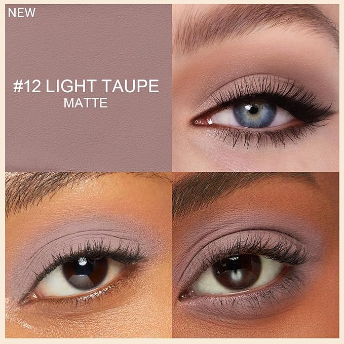 Erinde Waterproof Eyeshadow Stick, Cream Eye Shadow Stick, Long-Lasting, Crease-Proof, Cream to Powder Buildable & Blendable Eye Shadow Pencils Crayon, Vegan & Cruelty-Free, 12 Light Taupe