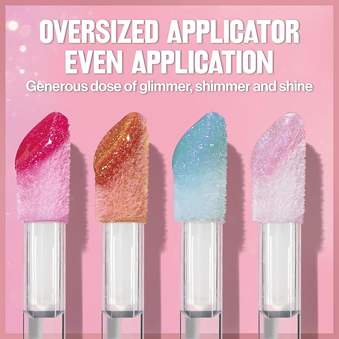 Revlon Super Lustrous Glimmer Gloss, Non-Sticky Lip Gloss, High-Shine Finish, Plant-Based Glitter, 002 Pink Prisma, 0.13 fl oz