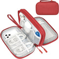 FYY Electronic Organizer, Travel Cable Organizer Bag Pouch Electronic Accessories Carry Case Portable Waterproof Double Layers Storage Bag for Cable, Cord, Charger, Phone, Earphone, Large Size, Red
