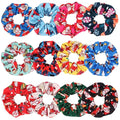12 PCS Christmas Hair Scrunchies Snowflake Santa Christmas Tree Antlers Elk Snowman Hair Ties Soft Elastic Hair Bands for Women Girls Gifts Ponytail Holders Hair Accessories
