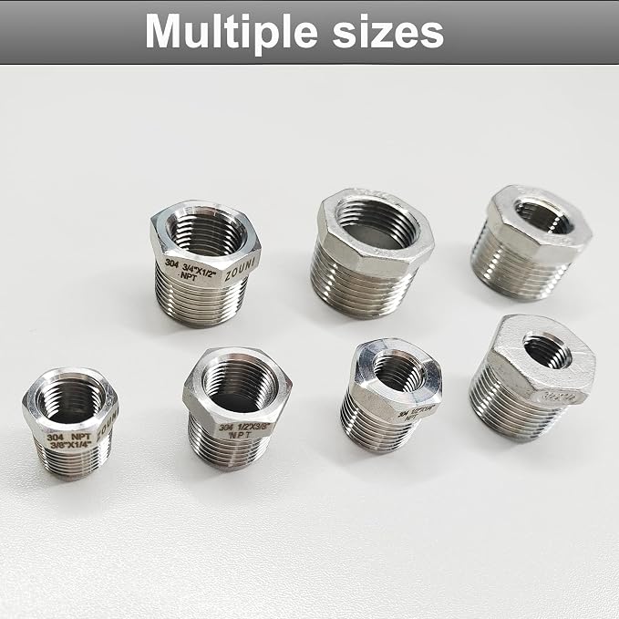 2 Pcs Reducer Hex Bushing, 304 Stainless Steel 3/4" Male NPT to 1/2" Female - Image 7