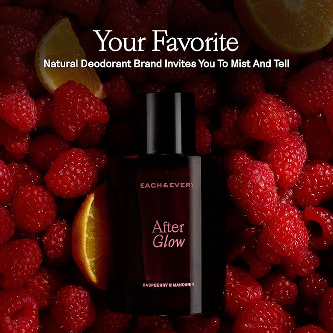Each & Every Hair and Body Mist for Women and Men - 100% Natural Fragrance Body Spray for Women - Vegan & Cruelty-Free - After Glow Scent (Raspberry & Mandarin)