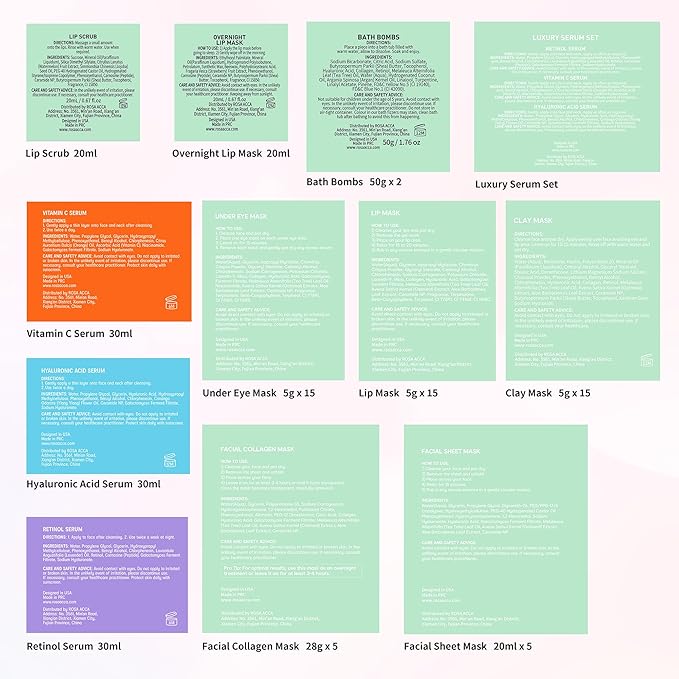 Tea Tree Face Sheet Mask Pack, 55Pcs Skin Care Set for Women & Men, Self Care Kit, Hydrogel Jelly Mask, Eye Gel, Under Eye Patches, Hyaluronic Acid Facial Serum, Christmas, Birthday,Mother Day, Dad