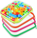 Hoolerry 4 Pcs Hard Clear Zipper Case Makeup Bags Plastic Pencil Pouch Transparent Storage Box Containers for Cosmetics, Snacks, Building Blocks, Puzzles(Fluorescent,9.8 x 7.9 x 2 in)