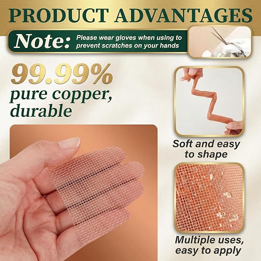 Therwen 18 Inch x 20 ft Copper Mesh Screen 99.9% Pure Copper 40 Mesh Roll Wire - Image 3