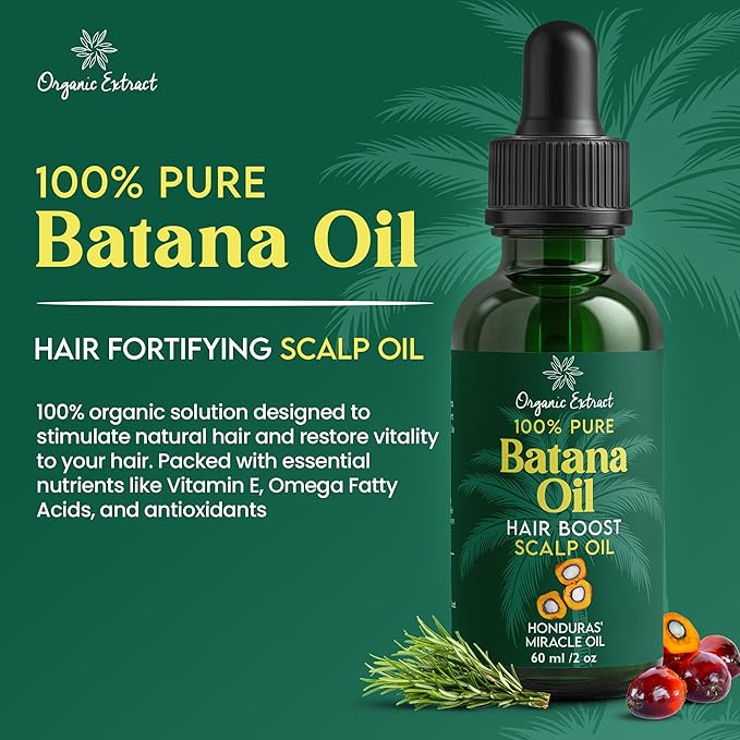 Batana Oil for Hair & Scalp – 2 fl oz / 60ml – Deep Hydration & Frizz Control – Pure & Natural Moisturizing – Lightweight, Nourishing Oil for All Hair Types – For Men & Women