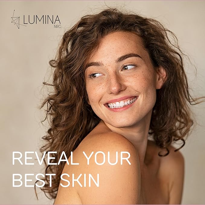 Lumina NRG Mini Glow Pro 5-in-1 LED Face Wand – Skin Lifting, Toning & Firming Facial Massager with EMS, Microcurrent, Red & Blue Light – at Home Neck Contouring Beauty Device & Sculpting Tool