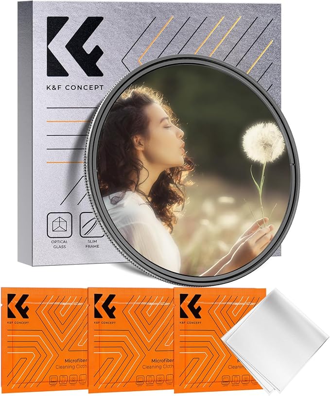 K&F CONCEPT 62mm Black Diffusion Mist 1/4 & Variable ND2-32 in-1 Filter by KFCONCEPT