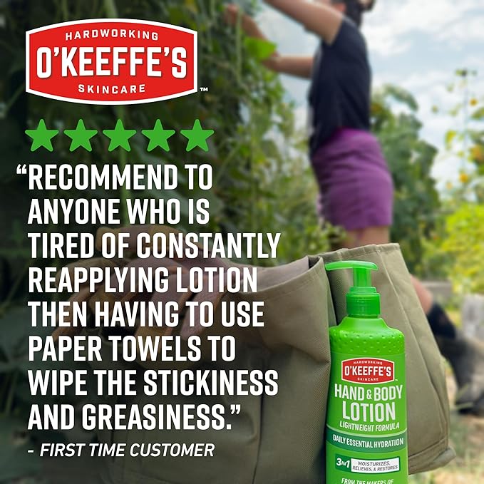 O'Keeffe's Hand and Body Lotion with Glycerin and Shea Butter - 12 oz Pump (2 Pack) - Daily Essential Hydration, Heals & Relieves Extremely Dry Skin