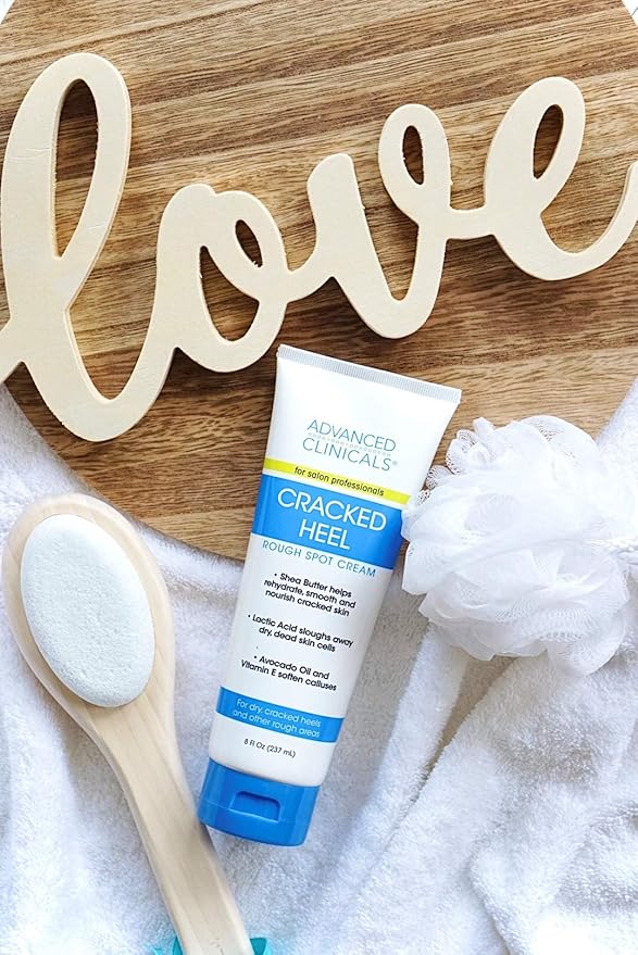 Advanced Clinicals Cracked Heel Foot Cream Skin Care Moisturizer Lotion For Feet W/Shea Butter | Helps Heal Cracked Skin, Rough Spots, Calluses, & Dry Skin | Foot Lotion | Hand Lotion| Large 8 Fl Oz