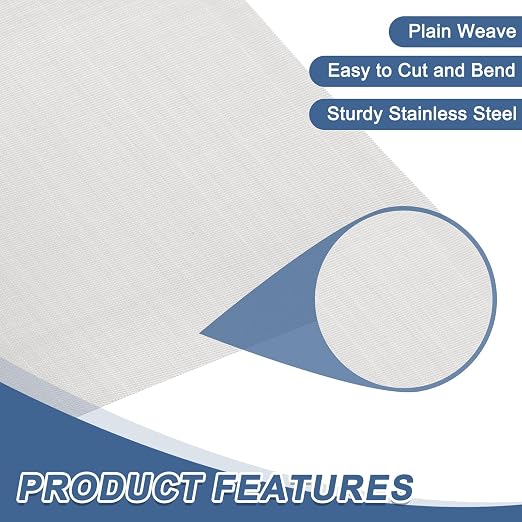 uxcell 120 Mesh 79" x 12" Woven Wire Mesh, 304 Stainless Steel Air Vent Filter - Image 3