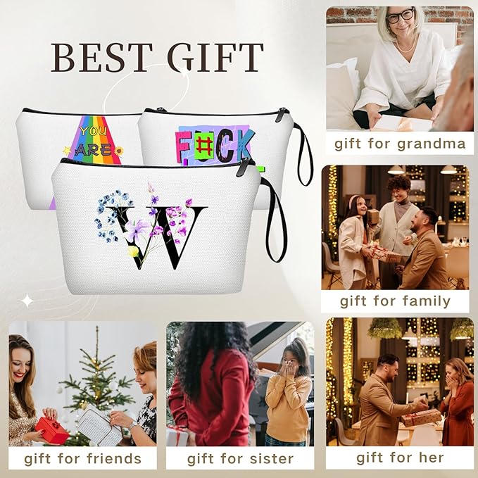 SEAMOON Women Birthday Unique Maid of Honor Friendship Gifts for Women Sister Bridesmaid Bride Personalized Travel Makeup Cosmetic Bag with Mirror Valentines Mothers Day Christmas Graduation W