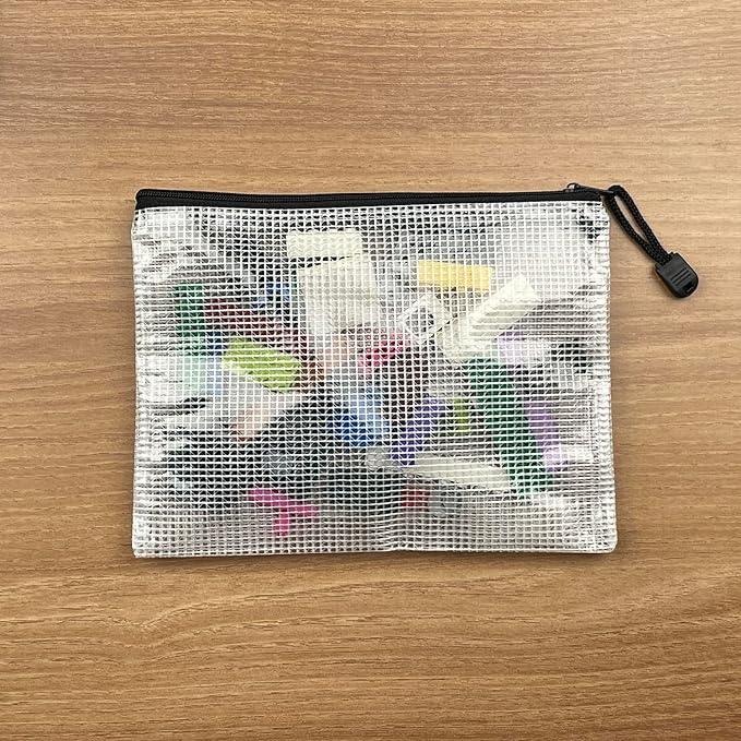 Oaimyy-16Pcs,4" x 6"-Plastic Mesh Zipper Pouch Document Folders Bag Zipper Zip File Folders for Puzzles Games,Board Game Organization,Organizing Classroom Office Storage-Multicolor